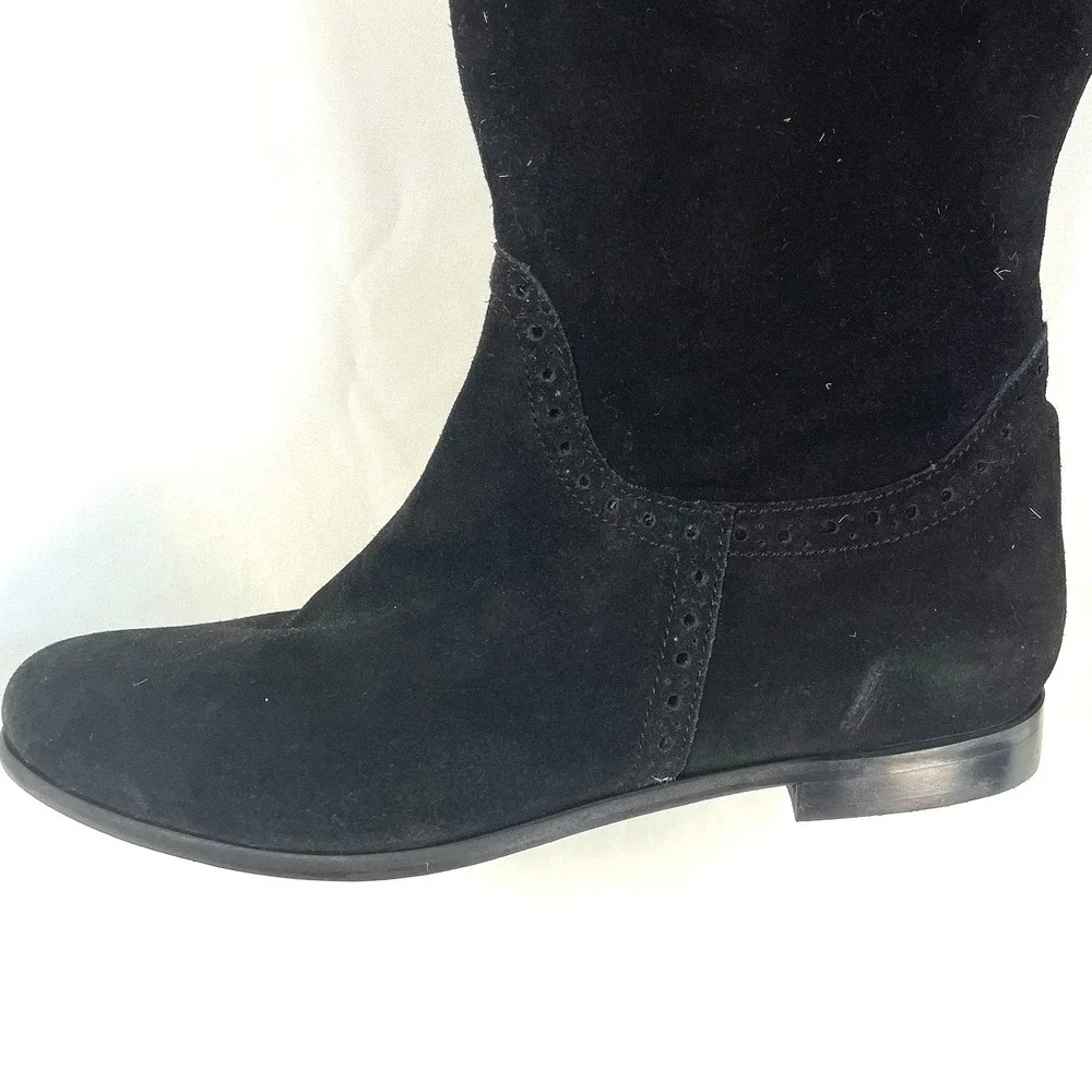 Lien Do Women Over The Knee Boots Thigh High Suede Low Flat Heel Long Tall Boots